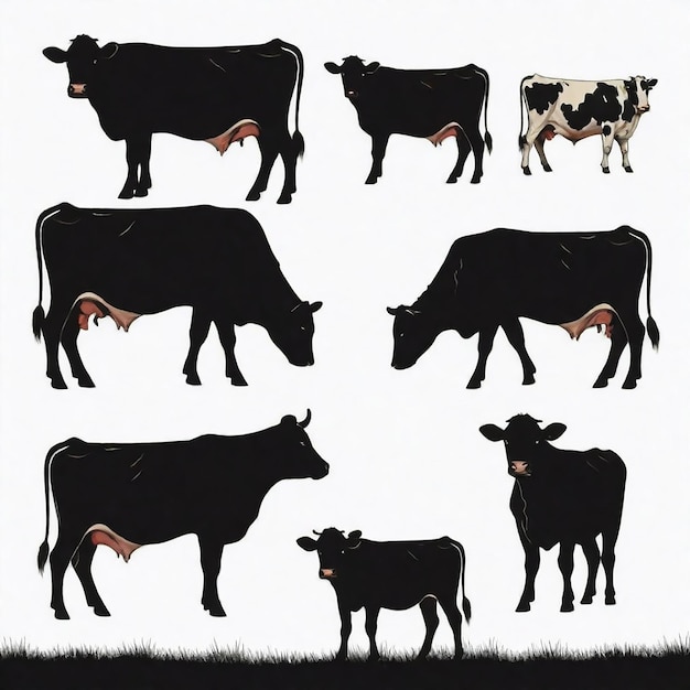 una serie di mucche
