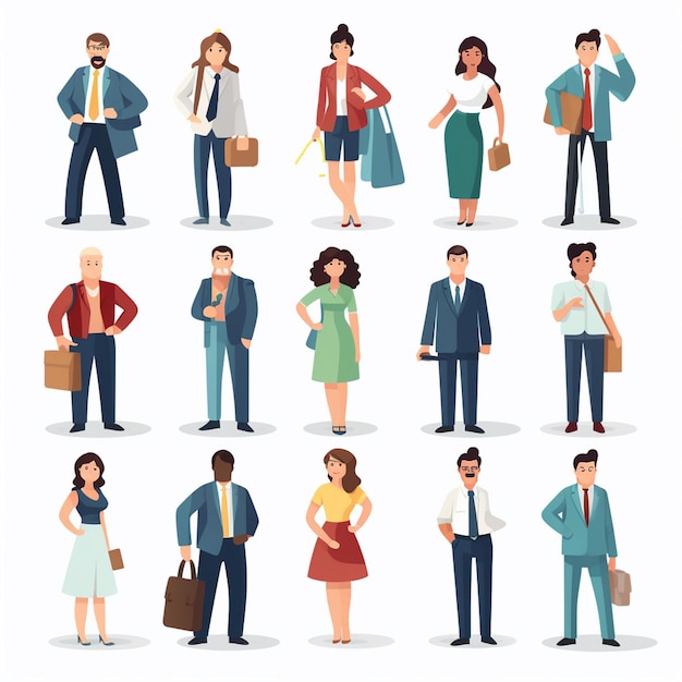 una serie di persone con diverse pose per una foto