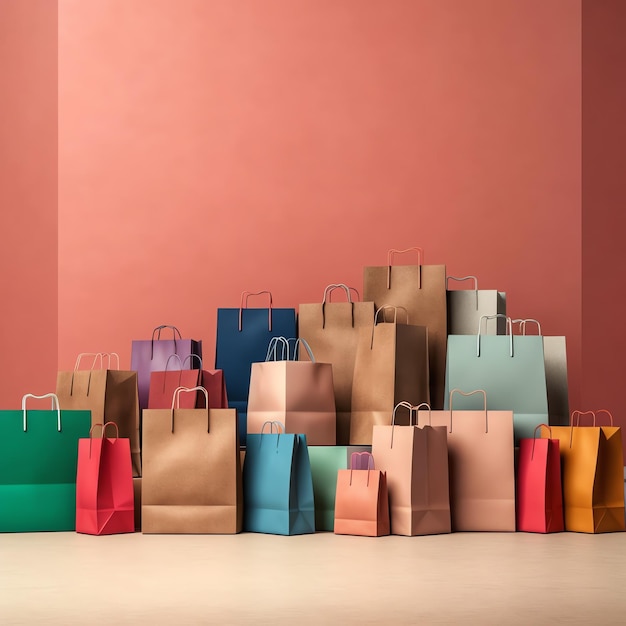 Una serie di sacchetti da spesa colorati con maniglie Sacchetti da shopping di carta a chiusura Giorni di spesa