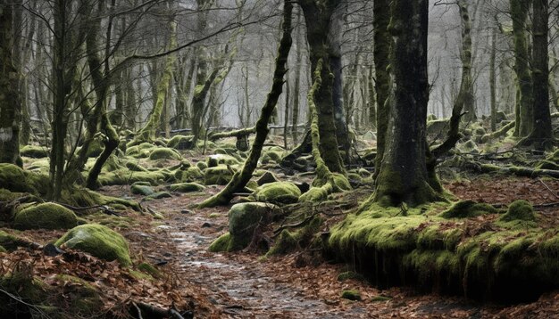 Una serie di scatti che mostrano il passaggio dall'inverno alla primavera in una foresta