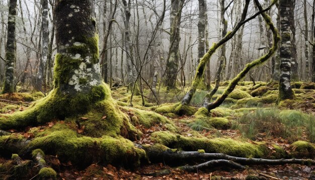 Una serie di scatti che mostrano il passaggio dall'inverno alla primavera in una foresta