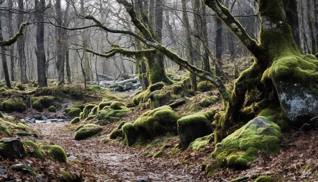 Una serie di scatti che mostrano il passaggio dall'inverno alla primavera in una foresta