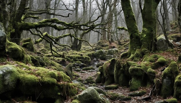 Una serie di scatti che mostrano il passaggio dall'inverno alla primavera in una foresta