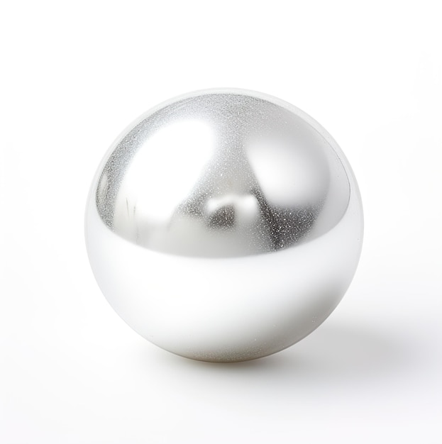 Una sfera d'argento con il riflesso di un uomo su di essa