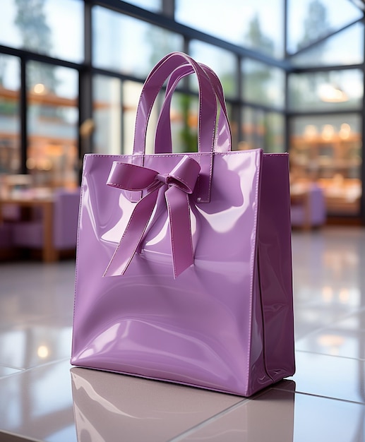 Una Shopping Bag in carta con finitura lucida e linee aggraziate