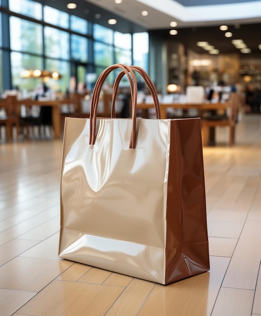 Una Shopping Bag in carta con finitura lucida e linee aggraziate