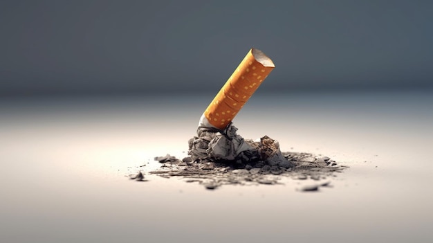 Una sigaretta è in un mucchio di cenere.