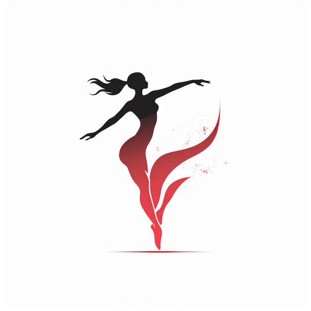 Una silhouette di una ballerina con una fiamma rossa sul fondo.