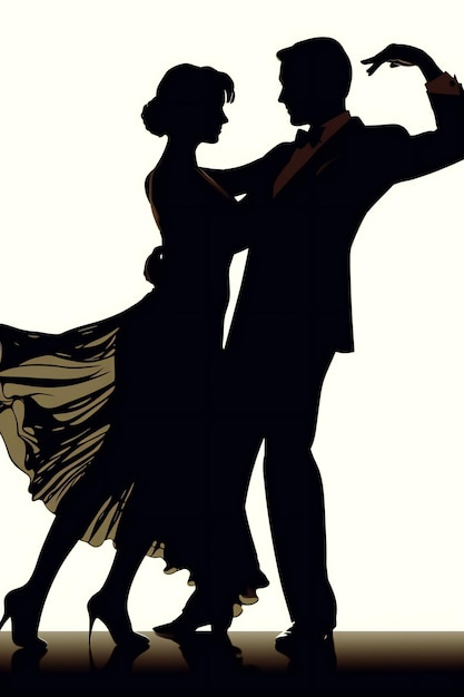 Una silhouette di una coppia che balla il tango.