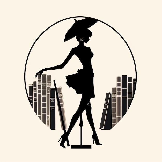 Una silhouette di una donna con un ombrello