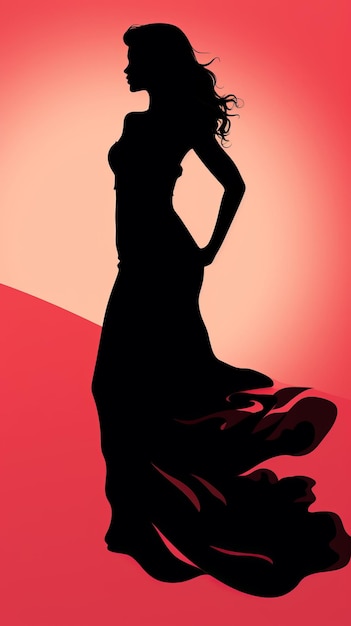 una silhouette di una donna in un abito lungo