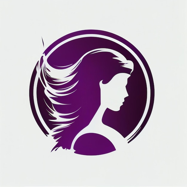 Una silhouette viola di una donna con i capelli lunghi.