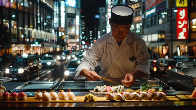 Una sinfonia culinaria al tavolo degli chef di sushi