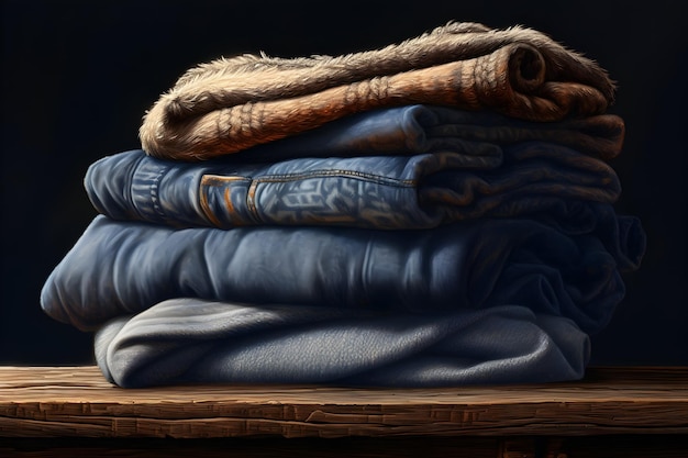 Una sinfonia di calore e stile in un insieme accuratamente impilato di jeans e maglioni