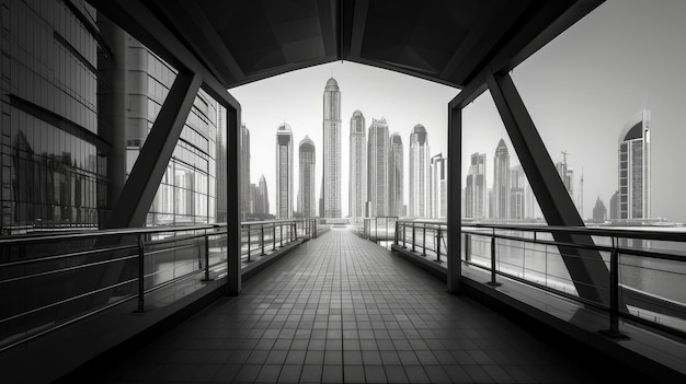 Una sinfonia di ombre che cattura l'architettura dinamica di Dubai in monocromo