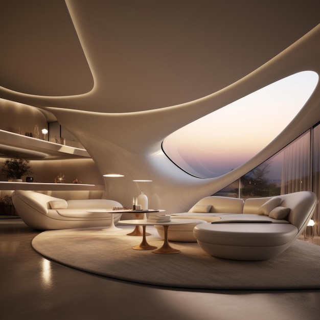 Una sinfonia sensoriale Zaha Hadid's Breathtaking UltraRealistic Contemporary Living Room Blending Min