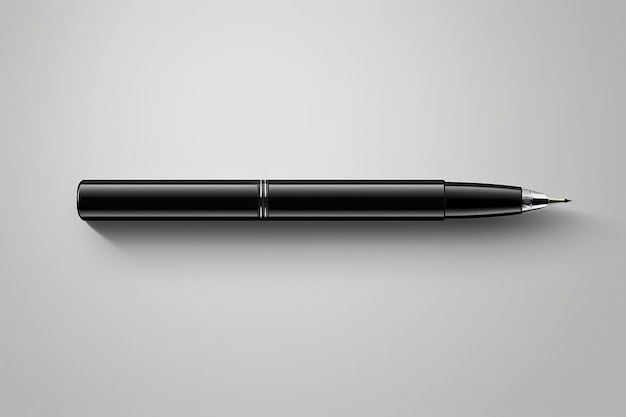Una singola elegante penna stilografica su uno sfondo bianco semplice