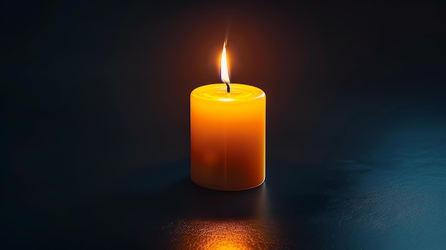 Una singola fiamma di candela brucia brillantemente nell'oscurità