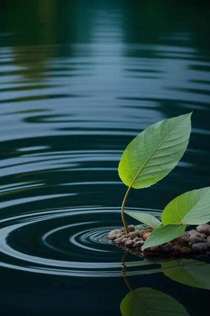 Una singola goccia d'acqua luccicante si aggrappa delicatamente al bordo di un sottile ramo d'albero in posizione