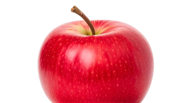 una singola mela rossa su sfondo bianco