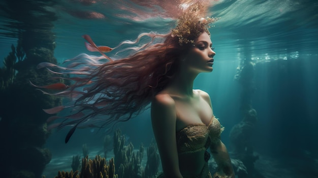 Una sirena in un mare d'acqua