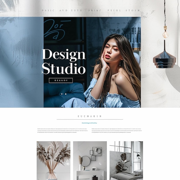 una sofisticata pagina di destinazione completa con la parola "Design Studio per un portfolio"
