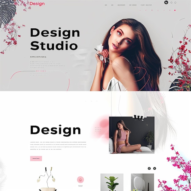 una sofisticata pagina di destinazione completa con la parola "Design Studio per un portfolio"