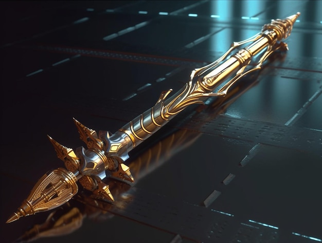 Una spada d'oro con sopra la parola spada