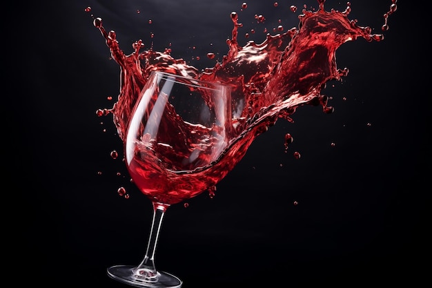 Una spettacolare spruzzata di vino rosso Generative Ai