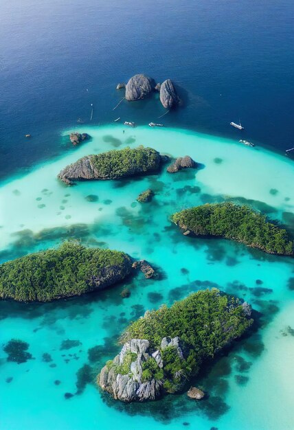 una spiaggia con alcune barche e alcune rocce nell'acqua