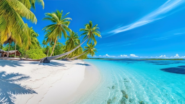 Una spiaggia con amaca e palme