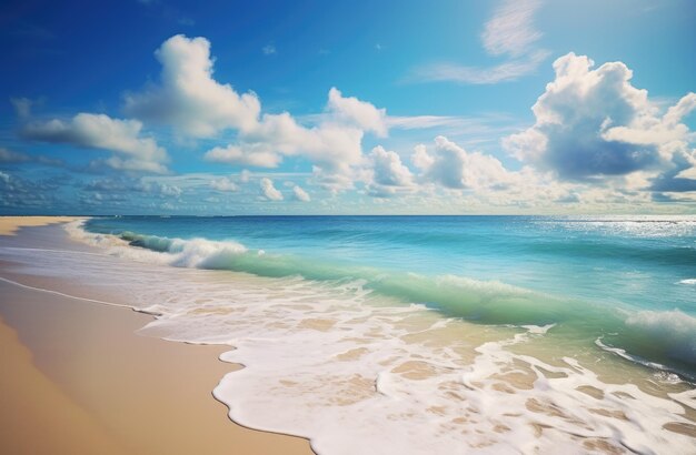 Una spiaggia con l'acqua blu