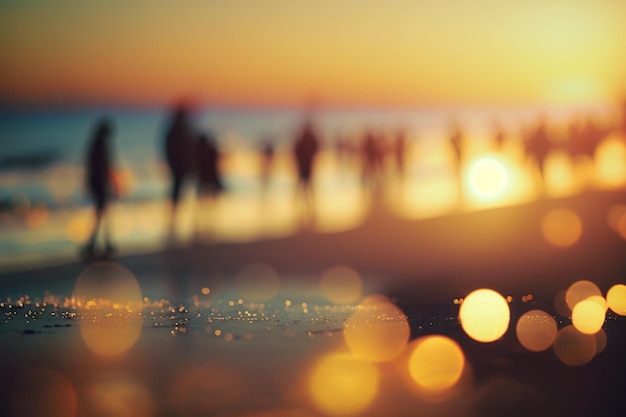 Una spiaggia con palme e il sole sullo sfondo