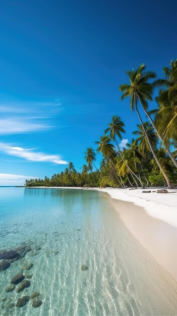 Una spiaggia con palme e un cielo blu