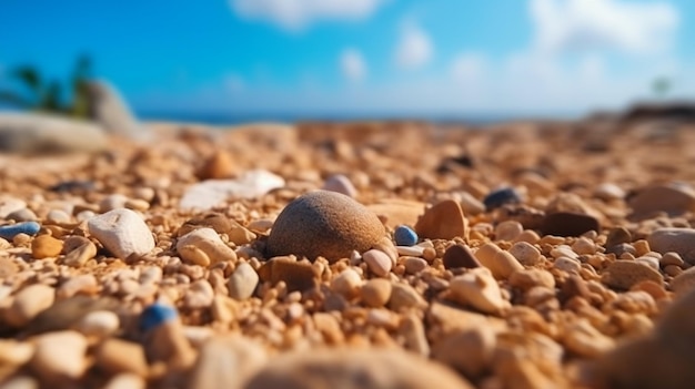 Una spiaggia con rocce e ciottoli