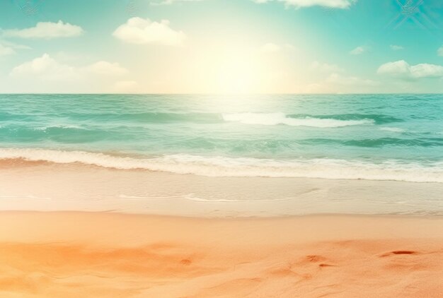 Una spiaggia con un cielo azzurro e una coppia che ci cammina sopra