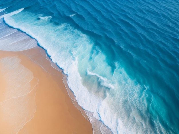 Una spiaggia con un oceano blu e una spiaggia di sabbia