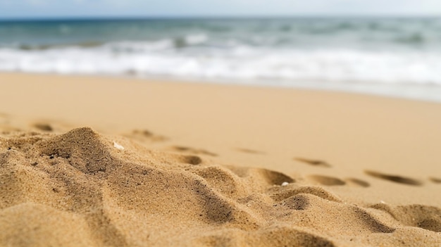 Una spiaggia con una duna di sabbia e l'oceano sullo sfondo