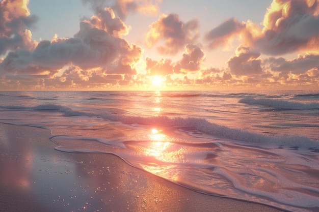 Una spiaggia serena al tramonto