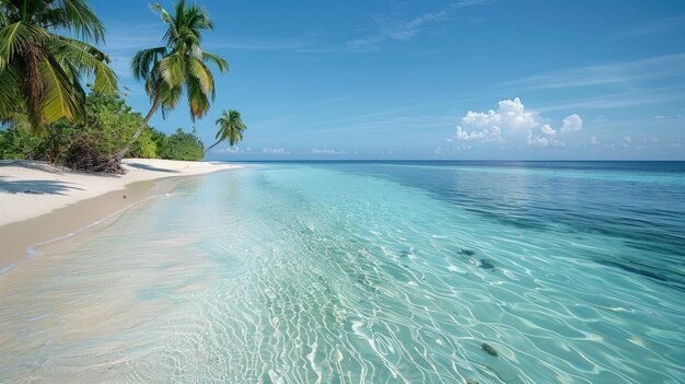 Una spiaggia tropicale incontaminata con acque blu limpide