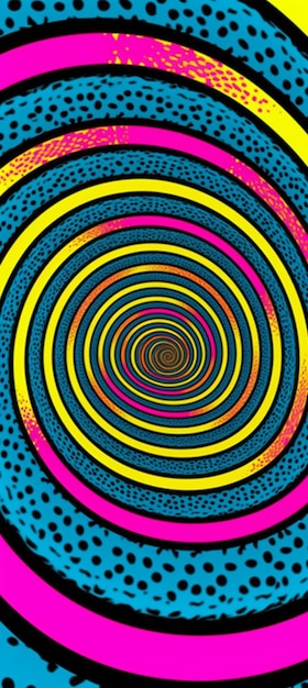 Una spirale colorata con un disegno a spirale sul fondo.