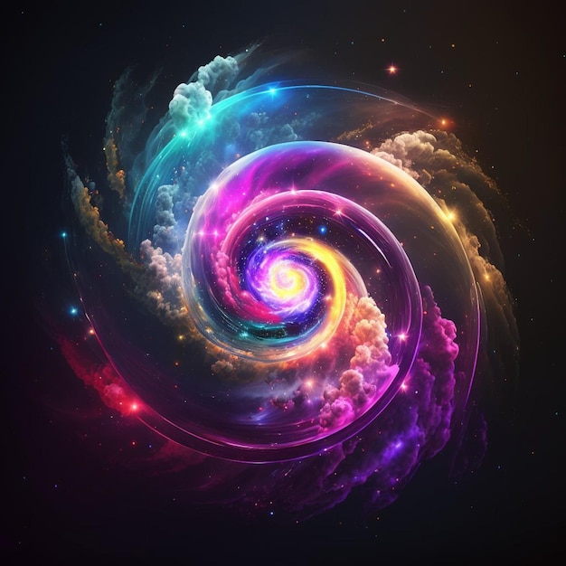 Una spirale colorata con un vortice al centro.