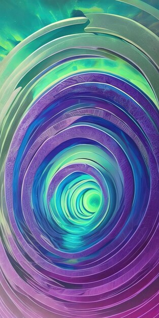 Una spirale colorata con un vortice blu e verde al centro