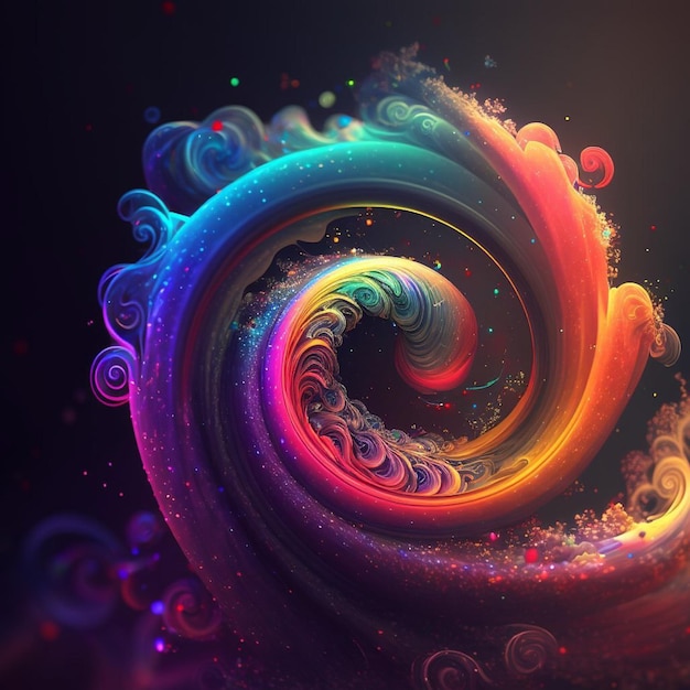 Una spirale colorata con uno sfondo nero e uno sfondo nero.