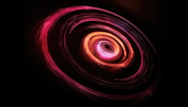 Una spirale con una luce rossa e rosa in basso