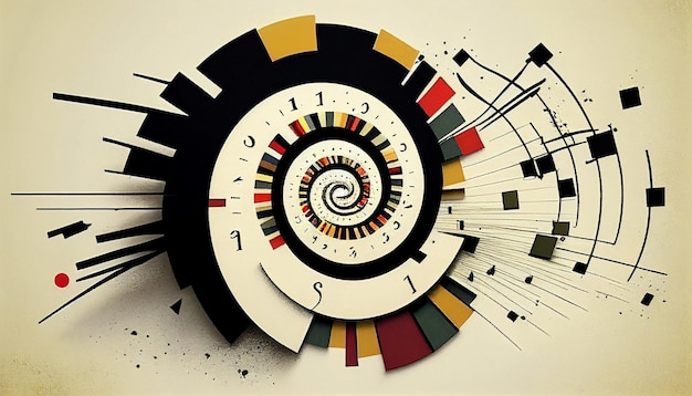 Una spirale con una spirale di musica e i numeri 12 e 12.