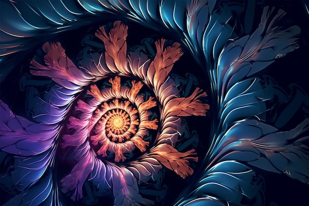 Una spirale di colori viola e blu