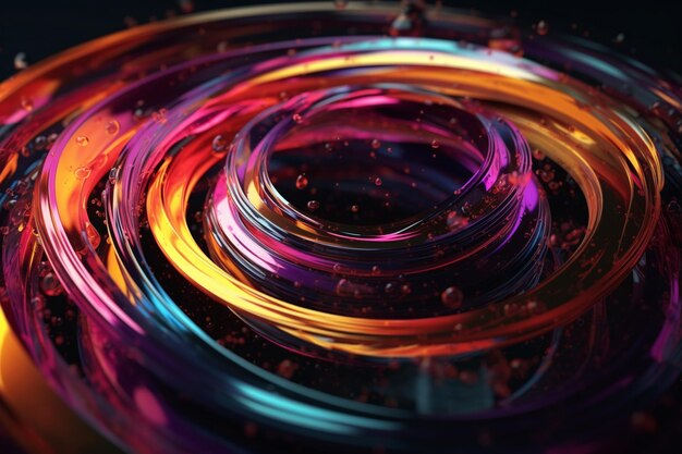 Una spirale di turbinii colorati con le parole la parola sul fondo