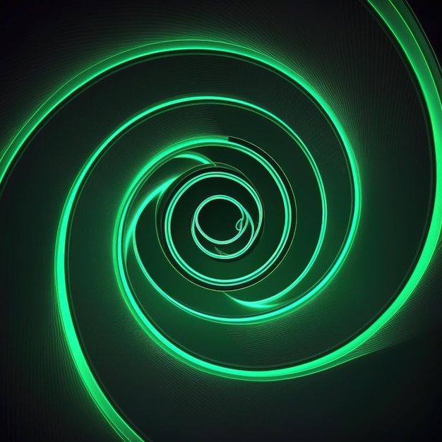 Una spirale verde con una luce verde in basso.