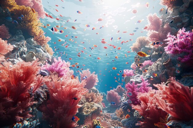 Una splendida barriera corallina ricca di vita marina